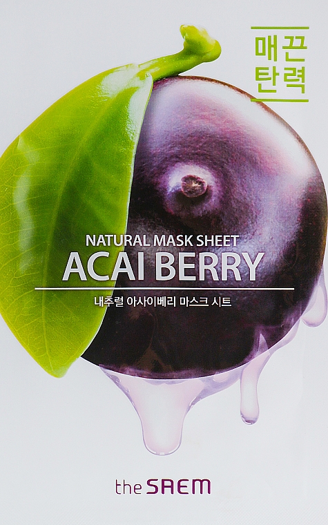 Maska w płachcie do twarzy Jagody acai - The Saem Natural Acai Berry Mask Sheet — Zdjęcie N2