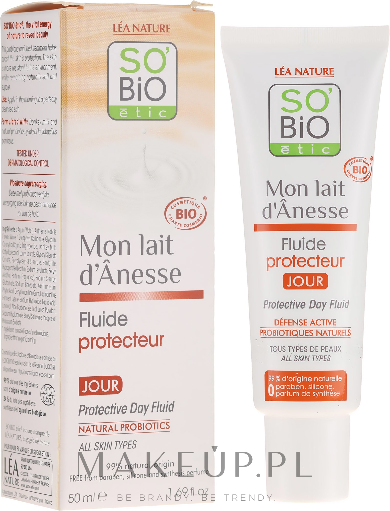 Ochronny fluid na dzień z oślim mleczkiem - So'Bio Etic Protective Day Fluid — Zdjęcie 50 ml