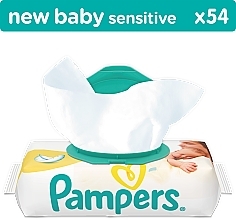 Chusteczki nawilżane dla niemowląt New Baby Sensitive, 54 szt - Pampers — Zdjęcie N1