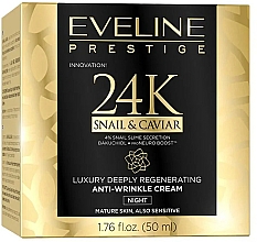 Luksusowy regenerujący kram przeciwzmarszczkowy na noc - Eveline Prestige 24k Snail & Caviar Anti-Wrinkle Night Cream — Zdjęcie N2