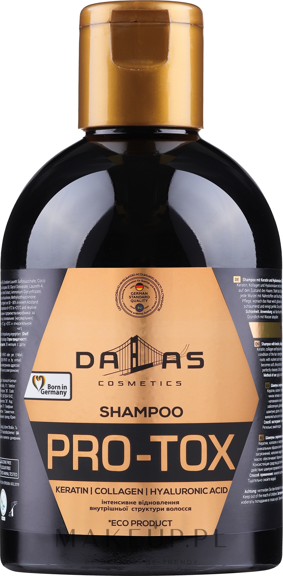 Szampon z keratyną, kolagenem i kwasem hialuronowym - Dalas Cosmetics Pro-Tox Shampoo — Zdjęcie 1000 ml