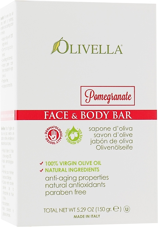 Mydło do twarzy i ciała Granat, na bazie oliwy z oliwek - Olivella Face And Body Bar Soap — Zdjęcie N1