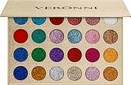 Profesjonalna paleta cieni do powiek z brokatem 24 kolory - Veronni — Zdjęcie N2