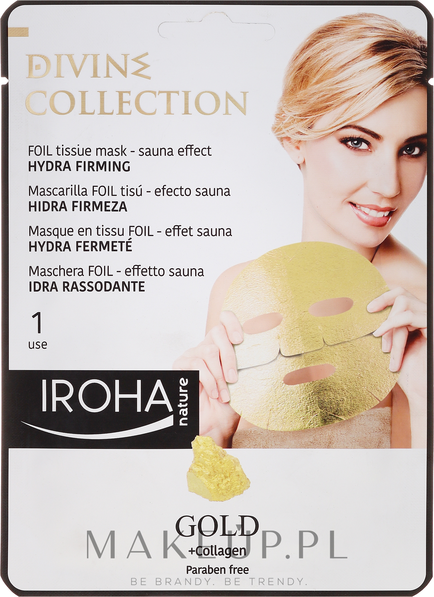 Nawilżająco-ujędrniająca maska do twarzy Złoto i kolagen - Iroha Nature Gold + Collagen Hydra Firming Face Mask — Zdjęcie 25 ml