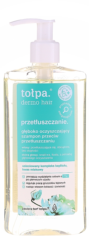 Głęboko oczyszczający szmpon przeciw przetłuszczaniu, z pompą - Tołpa Dermo Hair Deep Cleansing Shampoo — Zdjęcie N1