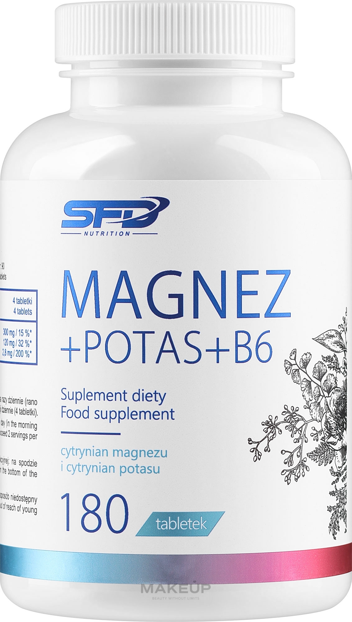 Suplement diety Magnez + Potas + B6 - SFD Nutrition Magnez + Potas + B6 — Zdjęcie 180 szt.