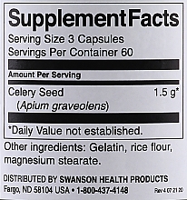 Suplement diety Nasiona selera, 500 mg - Swanson Celery Seed — Zdjęcie N3