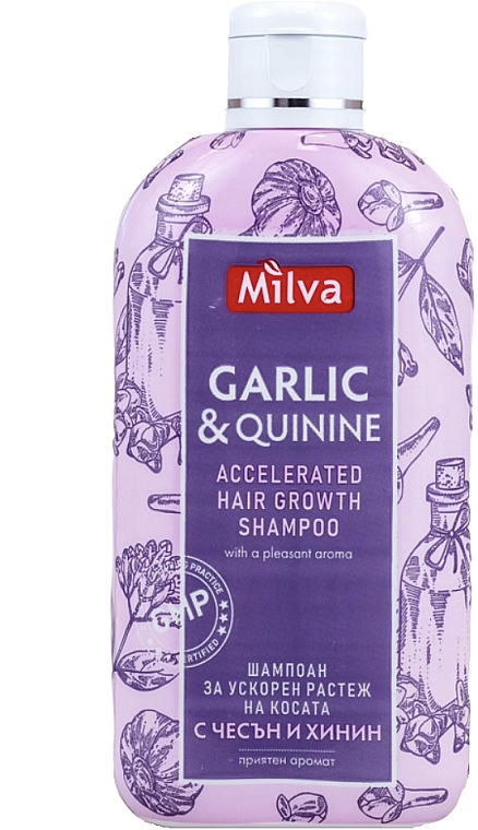 Szampon na porost włosów z czosnkiem i chininą - Milva Garlic Extract and Quinine Hair Growth Shampo — Zdjęcie N1