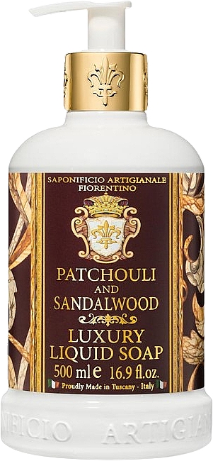 Naturalne mydło w płynie Drzewo Sandałowe i Paczula - Saponificio Artigianale Fiorentino Patchoul And Sandalwood Luxury Liquid Soap — Zdjęcie N1