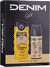Denim Gold - Zestaw (sh/gel 250 ml + deo/spray 150 ml) — Zdjęcie N1