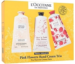 Zestaw do pielęgnacji dłoni - L'Occitane Pink Flowers Hand Cream Trio (h/cr/3x75ml) — Zdjęcie N1