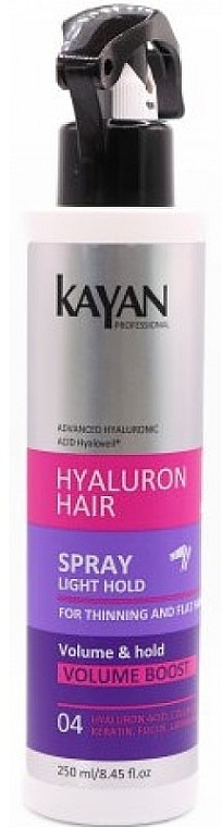 Spray do włosów cienkich i pozbawionych objętości - Kayan Professional Hyaluron Hair Spray