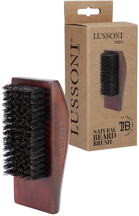Szczotka do brody z naturalnymi włosami dzika, prostokątna - Lussoni Men Natural Baerd Brush — Zdjęcie N1