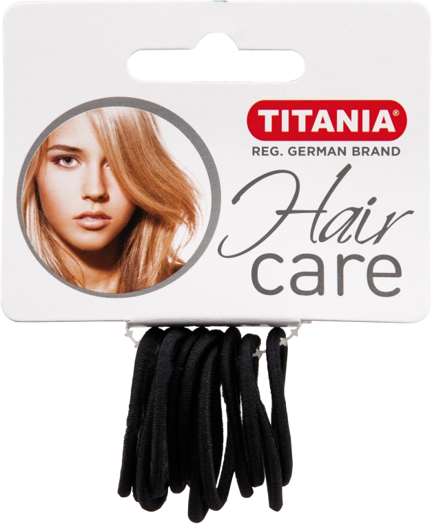 Czarne elastyczne gumki do włosów, gr. 2 mm, 12 szt. - Titania Hair Care — Zdjęcie N1