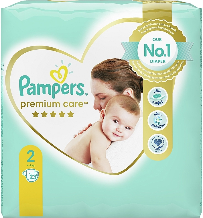Pieluszki Premium Care Newborn (4-8 kg), 23 szt. - Pampers — Zdjęcie N2