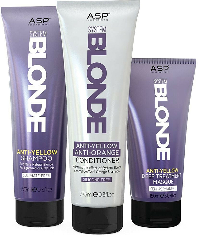 Zestaw - Affinage Salon Professional System Blonde Anti-Yellow Rescue Kit (sh/275ml + cond/275ml + mask/150ml) — Zdjęcie N2