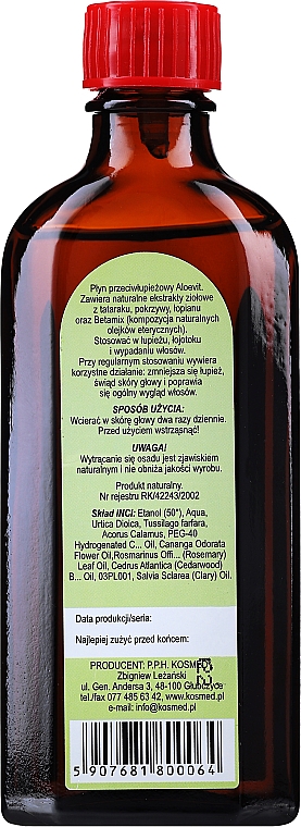 Płyn przeciwłupieżowy - Kosmed Aloevit — Zdjęcie N2