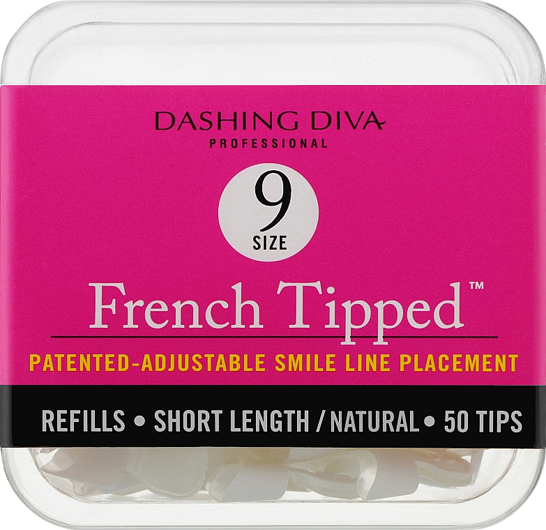 Tipsy krótkie naturalne French - Dashing Diva French Wrap 50 Tips (Size 9) — Zdjęcie N1