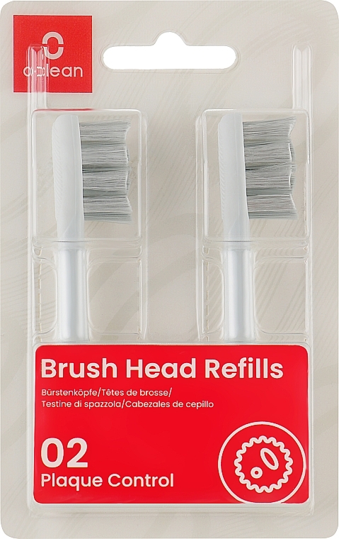 Końcówki do szczoteczki elektrycznej, 2 szt, szare - Oclean Brush Heads Refills 02 Plaque Control Medium — Zdjęcie N1