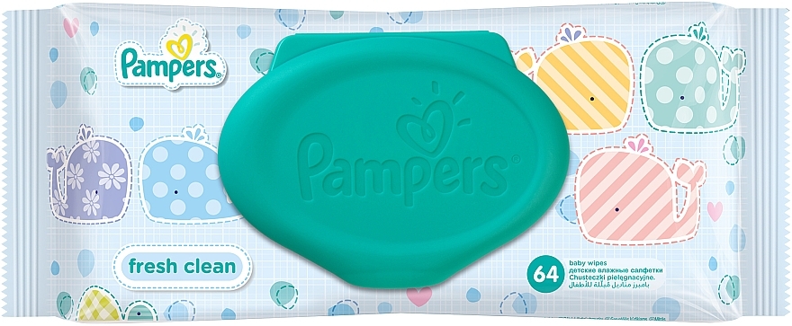 Chusteczki nawilżane dla niemowląt Fresh Clean z klapką, 64 szt. - Pampers — Zdjęcie N2