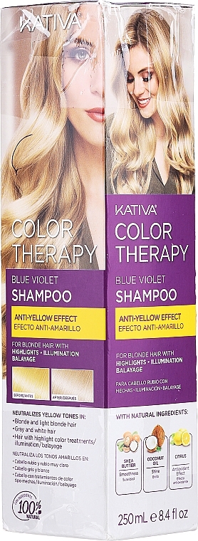 PRZECENA! Szampon do włosów blond przeciw żółtym tonom - Kativa Color Therapy Anti-Yellow Effect Shampoo * — Zdjęcie N3