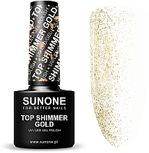 Top z połyskiem do lakieru hybrydowego - Sunone Top Shimmer Gold — Zdjęcie N2
