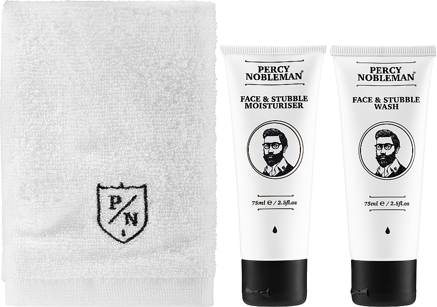 Zestaw dla mężczyzn - Percy Nobleman Face & Stubble Care Kit (cr 75 ml + wash 75 ml + towel) — Zdjęcie N2