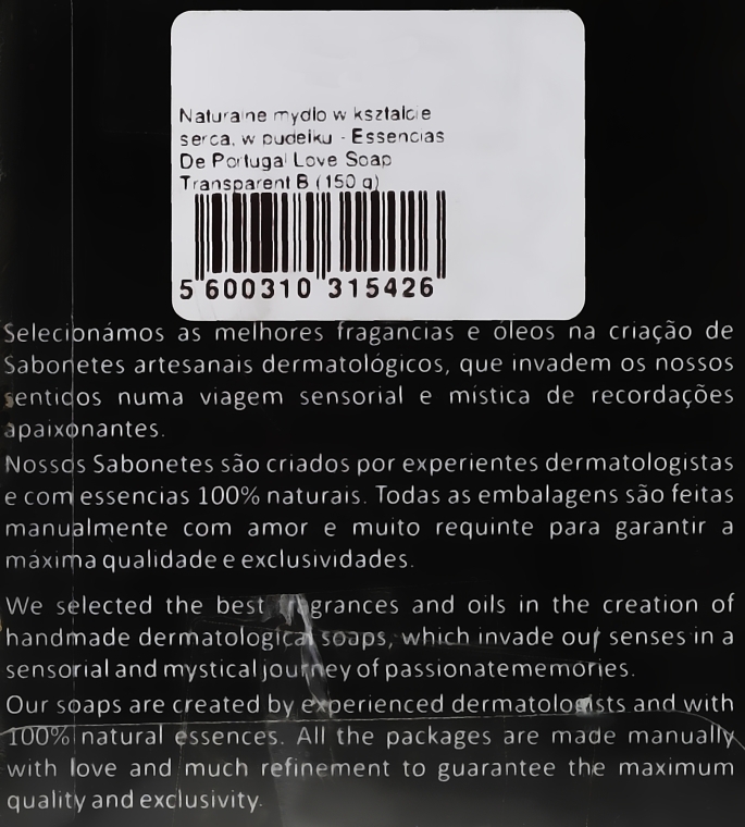 Naturalne mydło w kształcie serca - Essências de Portugal Love Soap Transparent Box (w pudełku) — Zdjęcie N3
