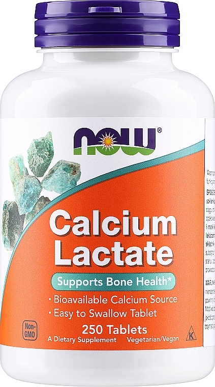 Suplement diety Mleczan wapnia - Now Foods Calcium Lactate — Zdjęcie N1