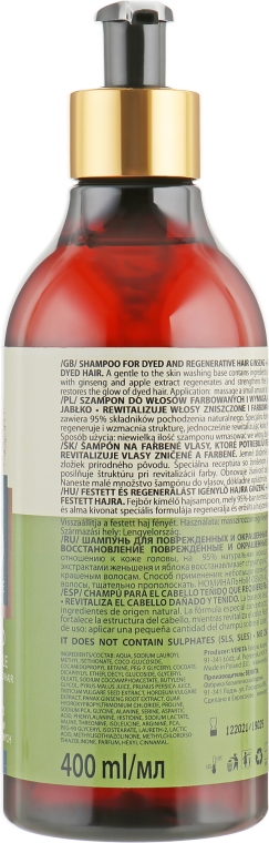 Bioszampon Żeń-szeń + jabłko Rewitalizacja włosów zniszczonych i farbowanych - Venita Bio Natural Care — Zdjęcie N2