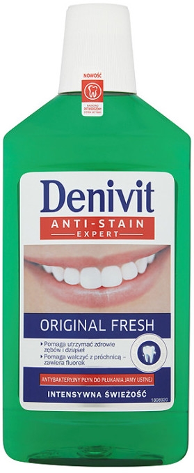 Antybakteryjny płyn do płukania jamy ustnej Intensywna świeżość - Denivit Anti-Stain Expert Original Fresh — Zdjęcie N1