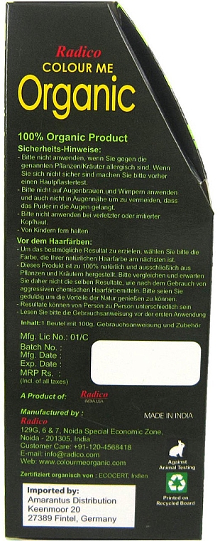 Organiczna farba do włosów - Radico Colour Me Organic Hair Colour — Zdjęcie N4