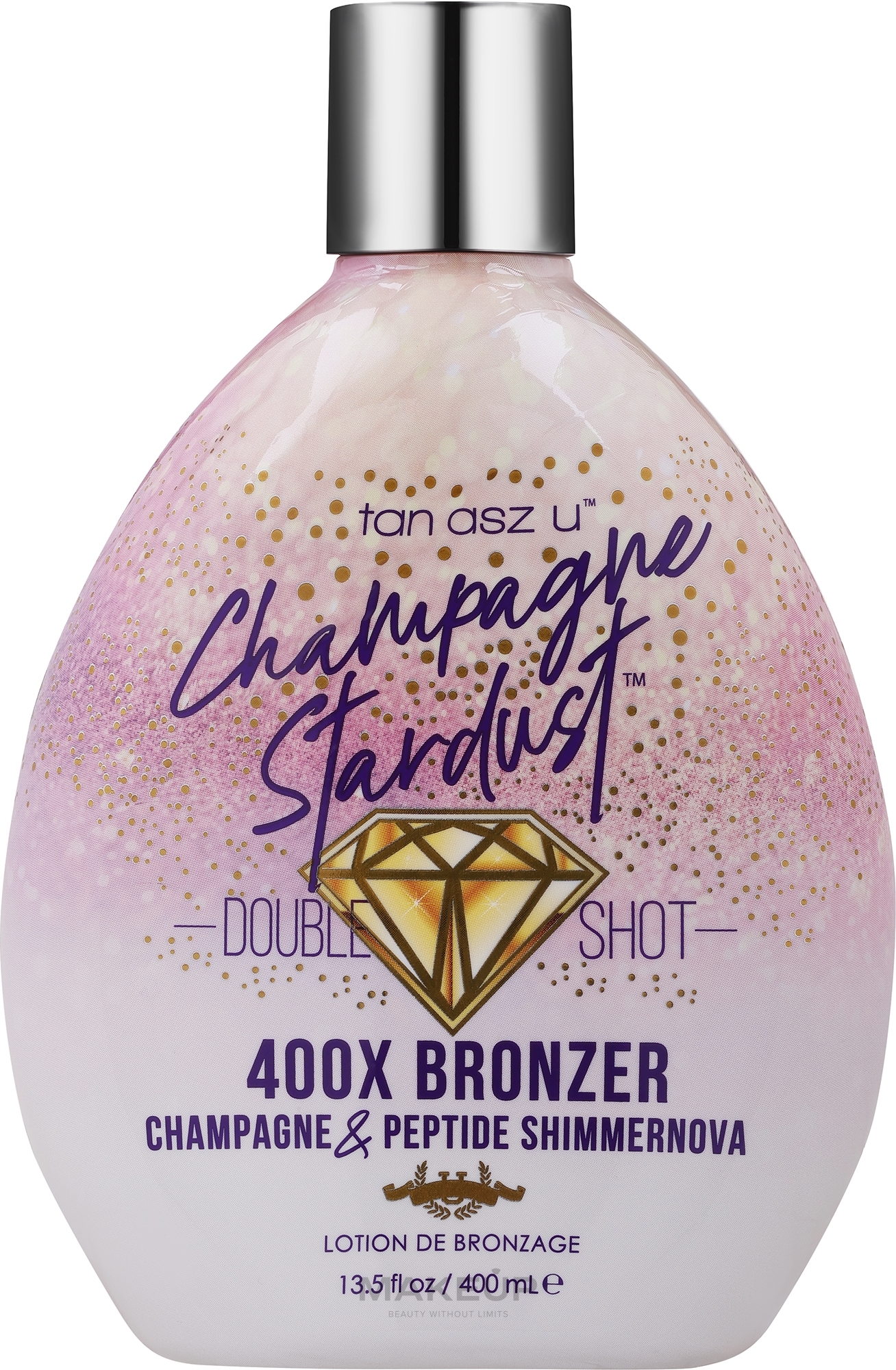 Balsam samoopalający o działaniu nabłyszczającym, nawilżającym i odżywczym - Tan Asz U Double Shot Champagne Stardust 400X Bronzer — Zdjęcie 400 ml