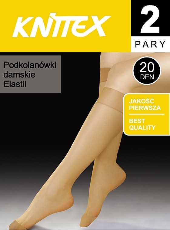 Podkolanówki damskie Elastil 20 Den, 2 pary, grigio - Knittex — Zdjęcie N1