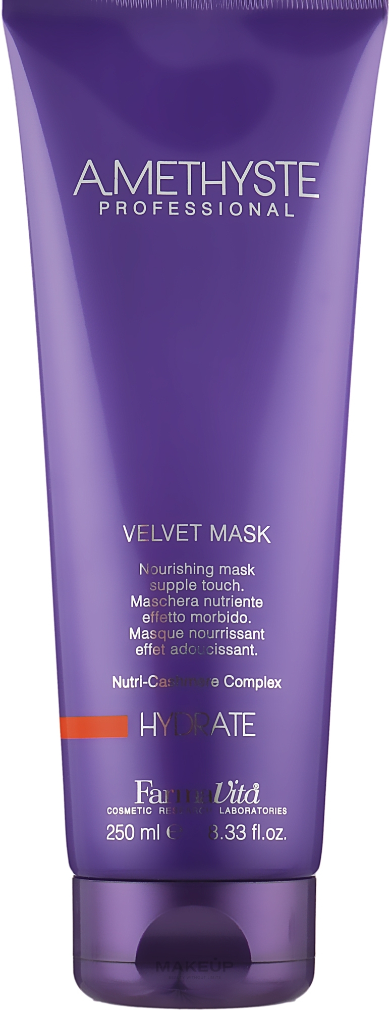 Nawilżająca maska do włosów suchych i osłabionych - Farmavita Amethyste Hydrate Velvet Mask — Zdjęcie 250 ml