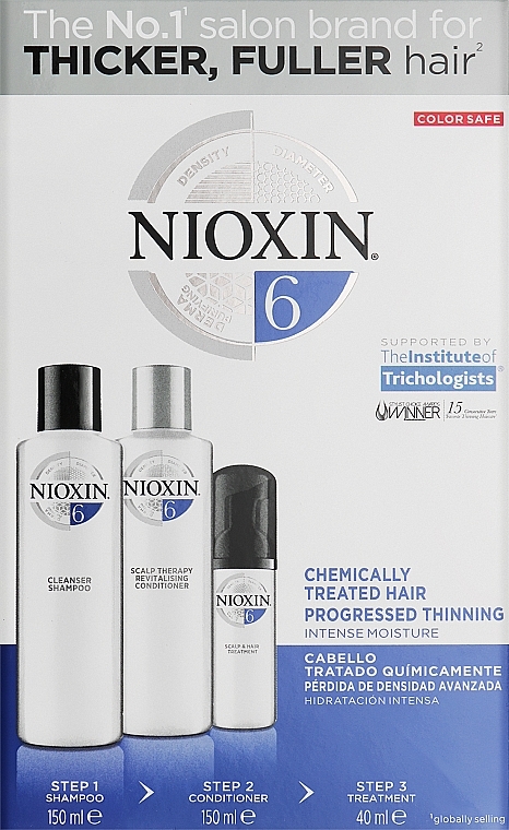 Zestaw - Nioxin Hair System 6 Kit (shm 150 ml + cond 150 ml + treat 40 ml) — Zdjęcie N1