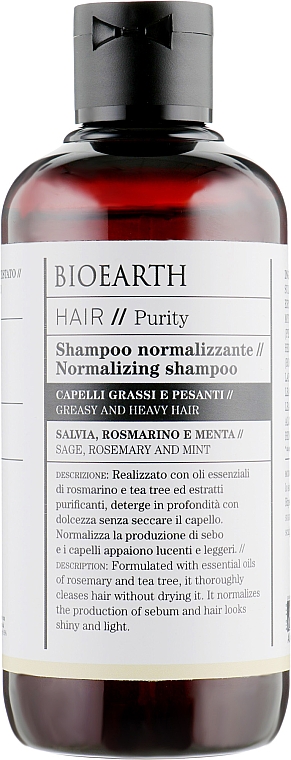 Szampon do włosów przetłuszczających się - Bioearth Hair Normalising Shampoo