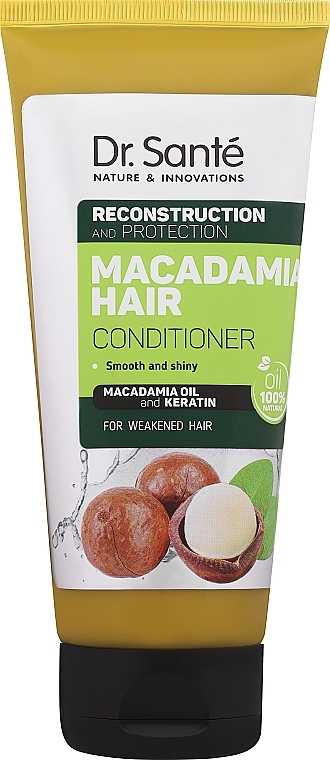 Regenerujący balsam ochronny z olejem macadamia i keratyną do włosów osłabionych - Dr Sante Macadamia Hair