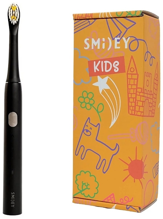 Elektryczna szczoteczka soniczna dla dzieci w kolorze czarnym - Smiley Light Kids — Zdjęcie N1
