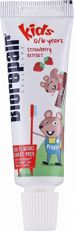 Pasta do zębów bez fluoru dla dzieci 0-6 lat - BioRepair Junior Topo Gigio Cartoon (próbka) — Zdjęcie N1