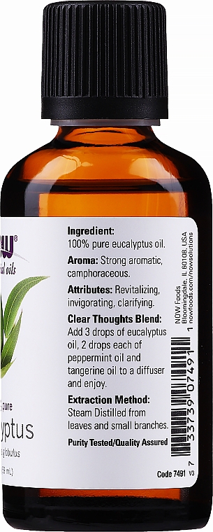 Olejek eteryczny Eukaliptus - Now Foods Eucalyptus Essential Oils — Zdjęcie N2