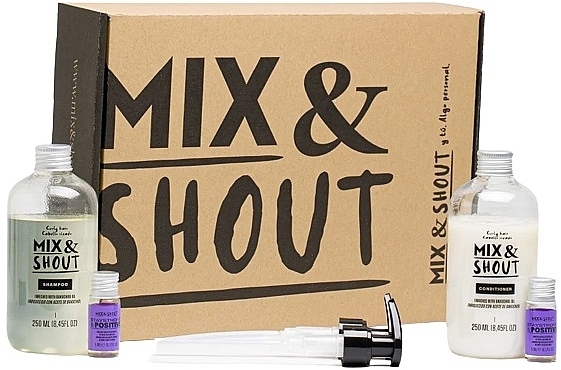 Zestaw włosów kręconych - Mix & Shout Protector (sham/250ml + condit/250ml + ampoul/2x5ml) — Zdjęcie N1