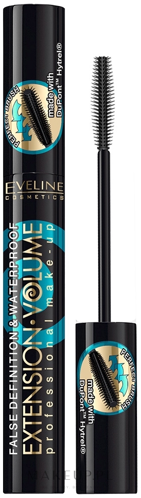 Wodoodporny tusz zwiększający objętość rzęs - Eveline Cosmetics 4D Extension Volume&Waterprof Mascara — Zdjęcie Black