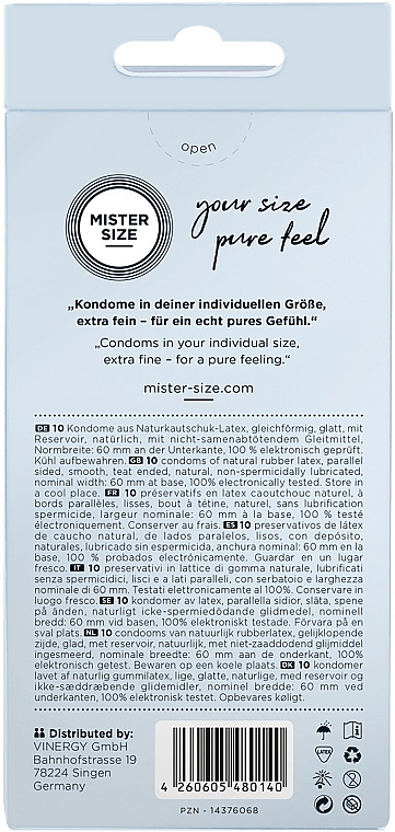Prezerwatywy lateksowe, rozm. 60, 10 szt. - Mister Size Extra Fine Condoms — Zdjęcie N3