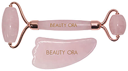 Kup Roller do twarzy i ciała - ORA Crystal Roller And Gua Sha Set For Face And Body Rose Quartz