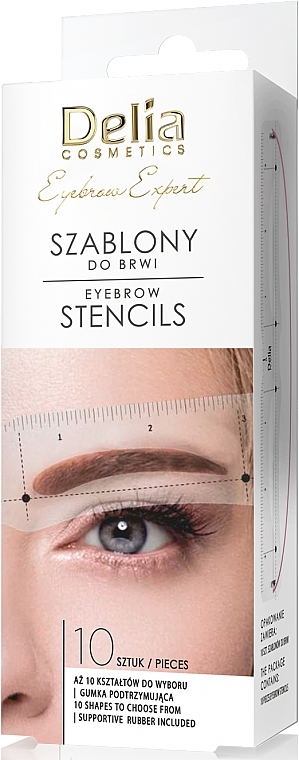 Szablony do brwi, 10 szt. - Delia Eyebrow Stencils — Zdjęcie N1