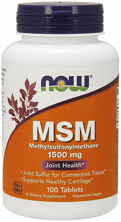 Suplement diety Metylosulfonylometan w tabletkach, 1500 mg - Now Foods MSM Methylsulfonylmethane — Zdjęcie N1