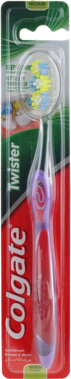 Szczoteczka do zębów, średnia twardość, fioletowa - Colgate Twister Medium Toothbrush — Zdjęcie N1