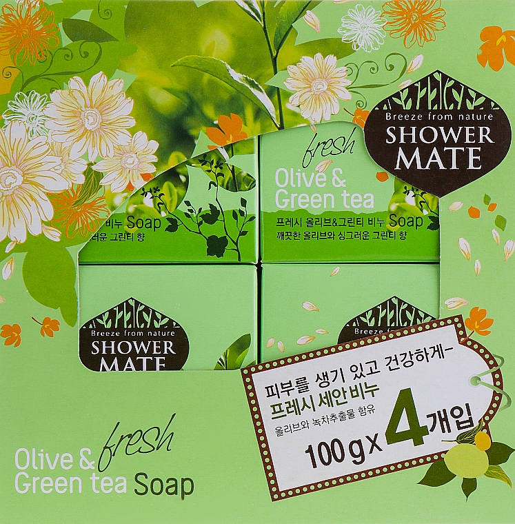Mydło Oliwki i zielona herbata - KeraSys Shower Mate Refresh Olive & Green Tea Soap Kit — Zdjęcie N1