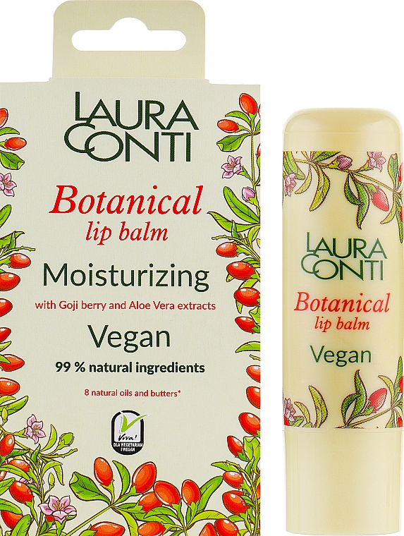 Nawilżający balsam do ust z jagodami goji i aloesem - Laura Conti Botanical Vegan Moisturizing